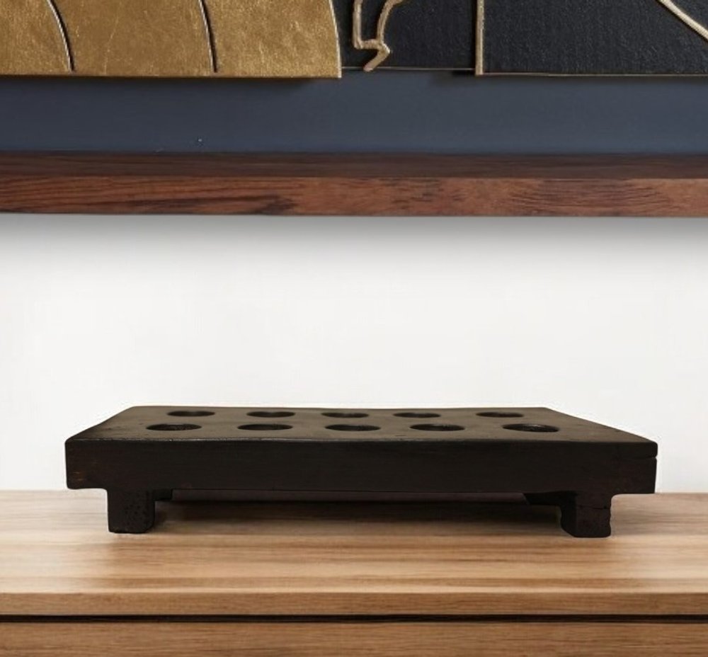 2" Brown Wood Geometric Tabletop Dish Candle Holder HomeRoots