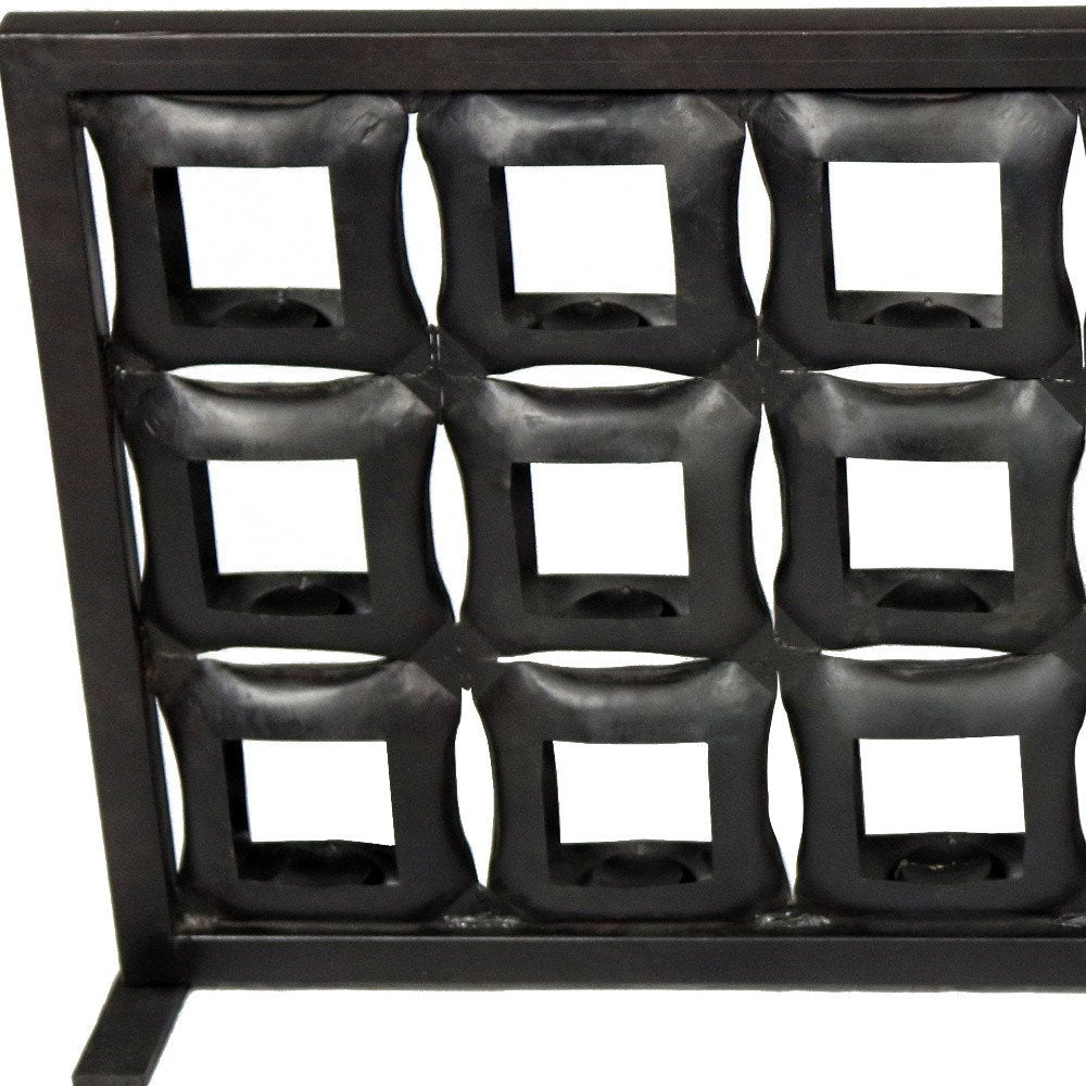 23" Black Iron Geometric Floor Tealight Candle Holder HomeRoots