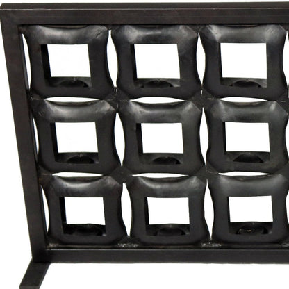 23" Black Iron Geometric Floor Tealight Candle Holder HomeRoots