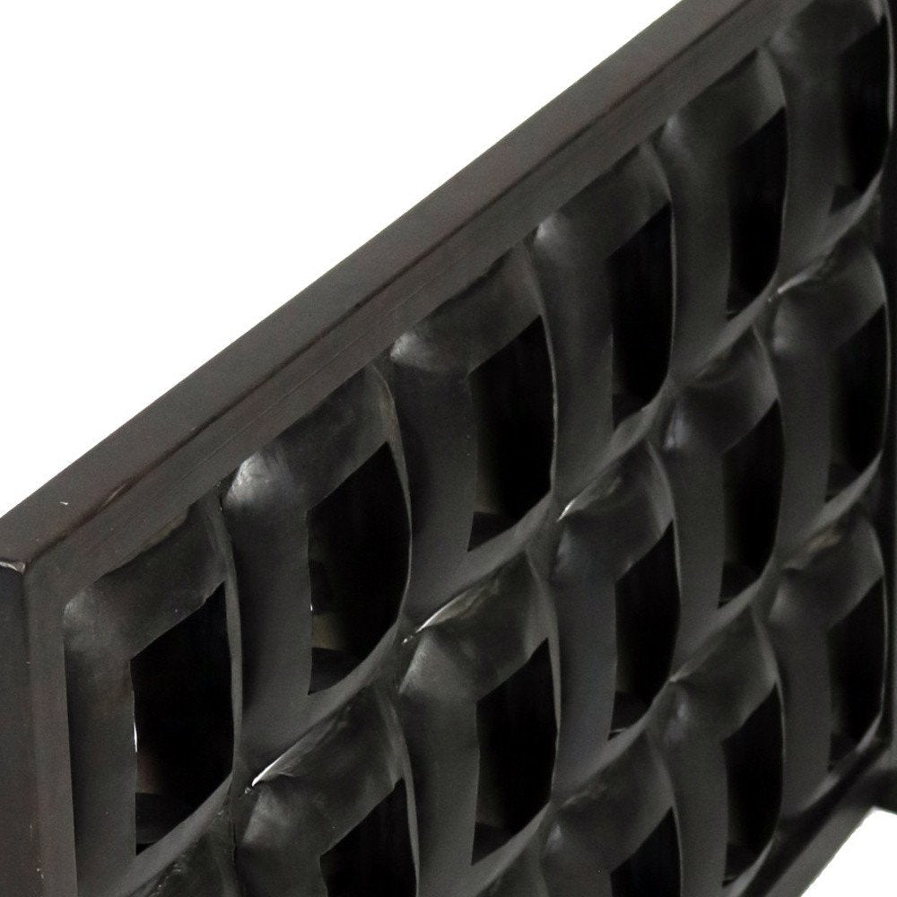 23" Black Iron Geometric Floor Tealight Candle Holder — view 5