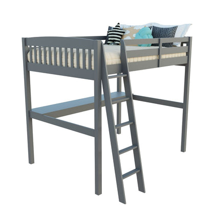 Gray Solid Wood Full Double Size Loft Bed with Desk and Storage HomeRoots