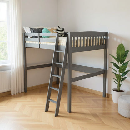 Gray Solid Wood Full Double Size Loft Bed with Desk and Storage HomeRoots