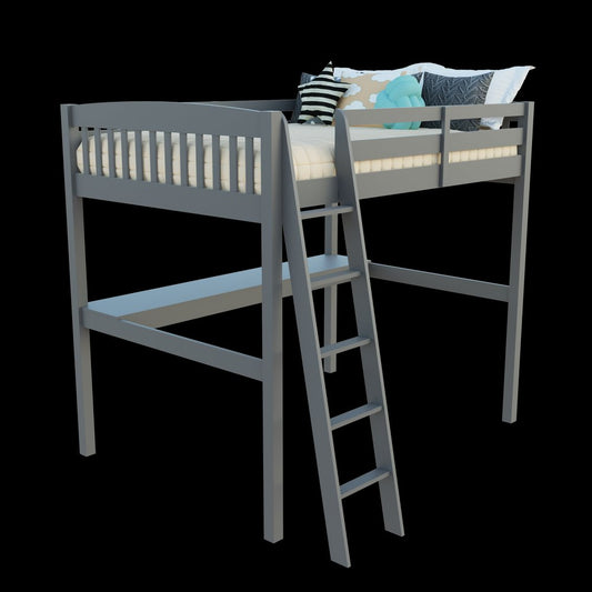 Gray Solid Wood Full Double Size Loft Bed with Desk and Storage HomeRoots