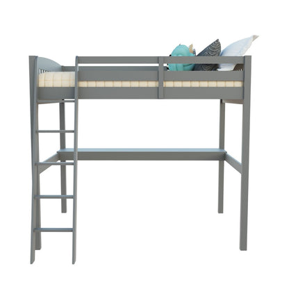 Gray Solid Wood Full Double Size Loft Bed with Desk and Storage HomeRoots