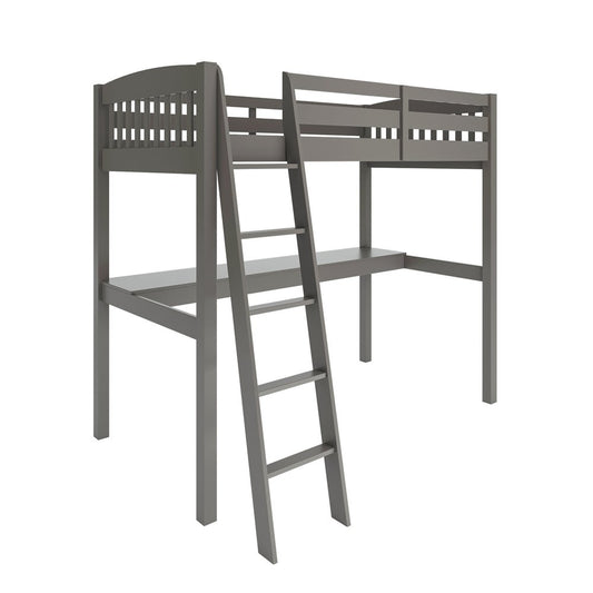 Gray Solid Wood Twin Size Loft Bed with Desk and Storage HomeRoots