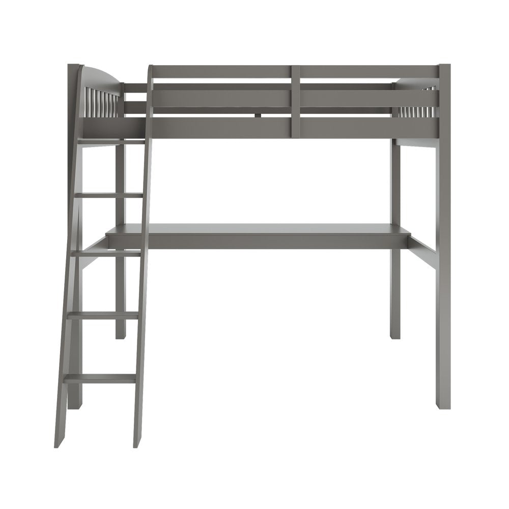 Gray Solid Wood Twin Size Loft Bed with Desk and Storage HomeRoots