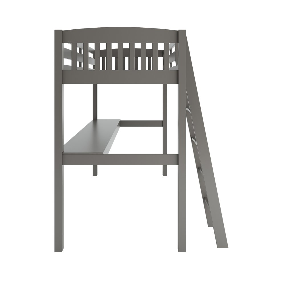 Gray Solid Wood Twin Size Loft Bed with Desk and Storage HomeRoots
