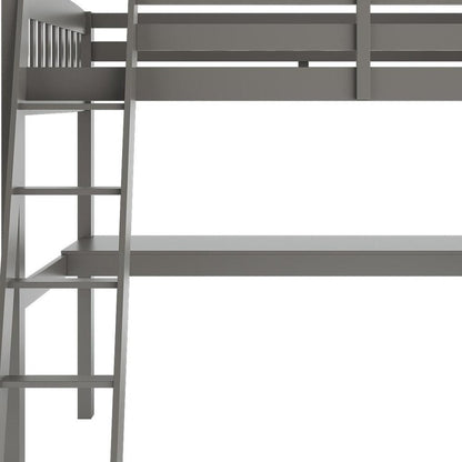 Gray Solid Wood Twin Size Loft Bed with Desk and Storage HomeRoots