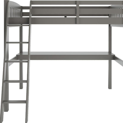 Gray Solid Wood Twin Size Loft Bed with Desk and Storage HomeRoots