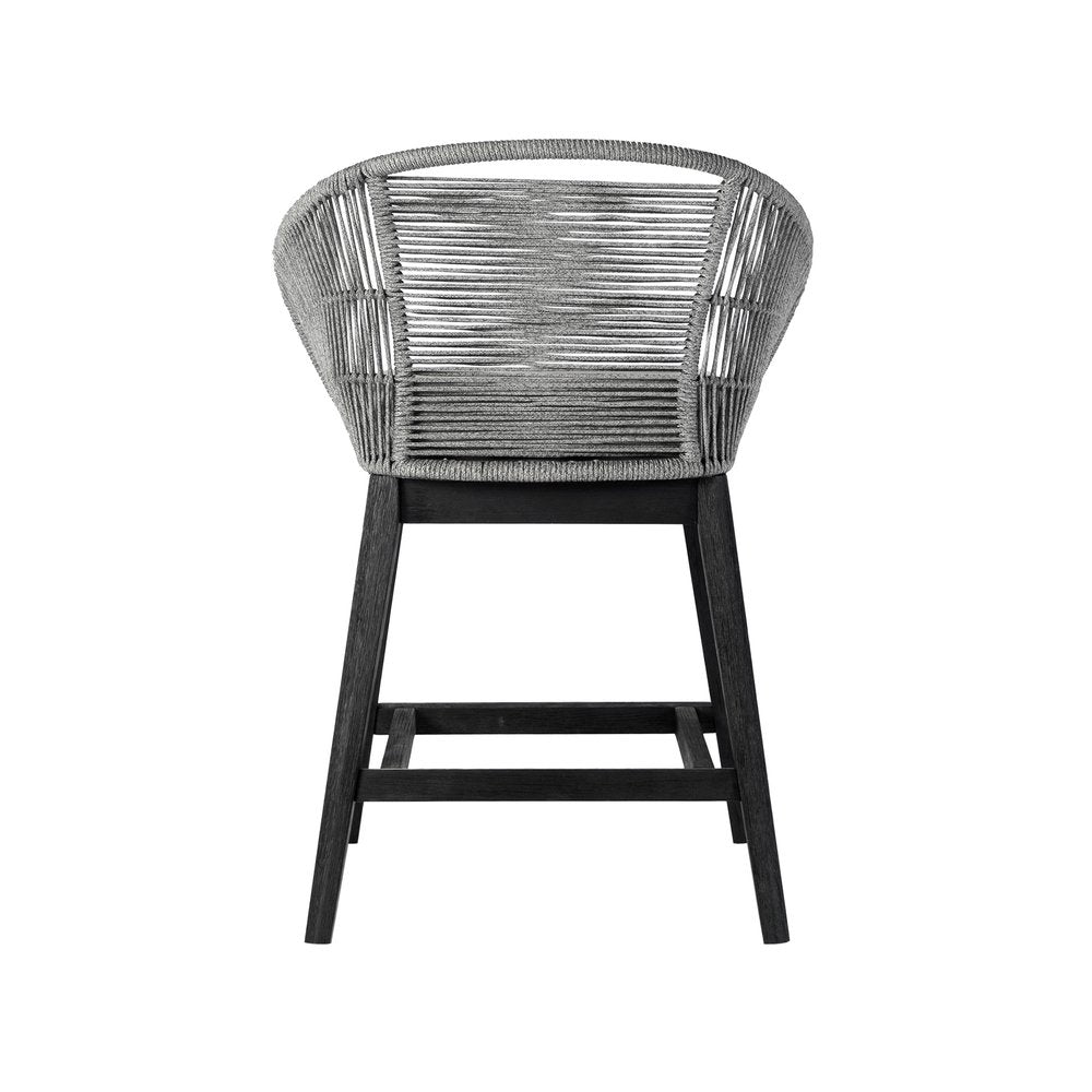 38" Light Gray Solid Wood Low back Outdoor Bar Height chair with Footrest HomeRoots