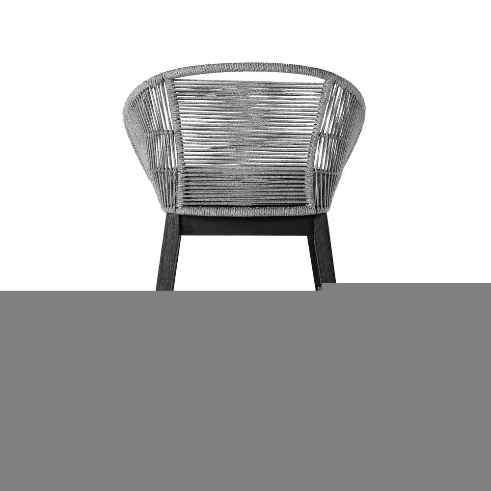 38" Light Gray Solid Wood Low back Outdoor Bar Height chair with Footrest HomeRoots