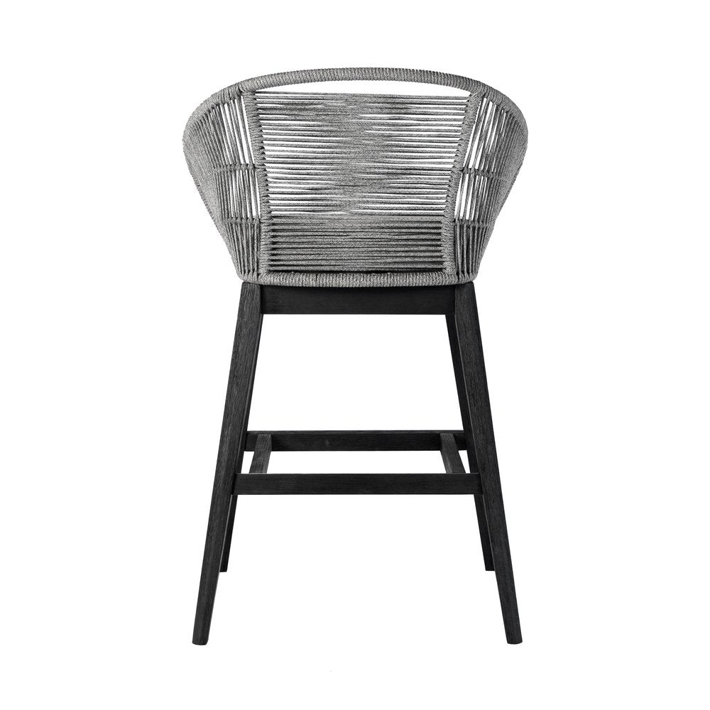 43" Light Gray Solid Wood Low back Outdoor Bar Height chair with Footrest HomeRoots