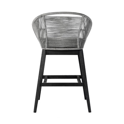 43" Light Gray Solid Wood Low back Outdoor Bar Height chair with Footrest HomeRoots
