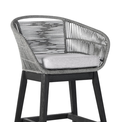 43" Light Gray Solid Wood Low back Outdoor Bar Height chair with Footrest HomeRoots