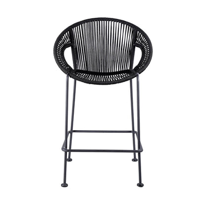 40" Black Metal Low back Outdoor Counter Height Bar chair with Footrest HomeRoots