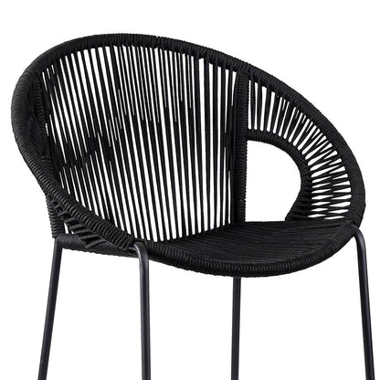 40" Black Metal Low back Outdoor Counter Height Bar chair with Footrest HomeRoots