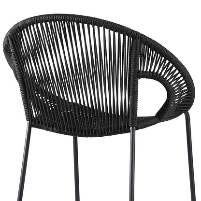 40" Black Metal Low back Outdoor Counter Height Bar chair with Footrest HomeRoots