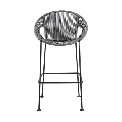 40" Light Gray Metal Low back Outdoor Counter Height Bar chair with Footrest HomeRoots