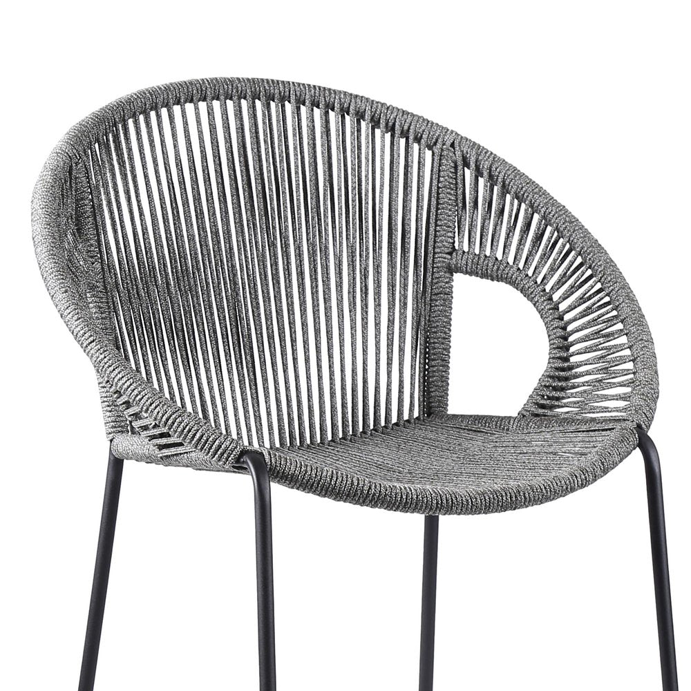 40" Light Gray Metal Low back Outdoor Counter Height Bar chair with Footrest HomeRoots
