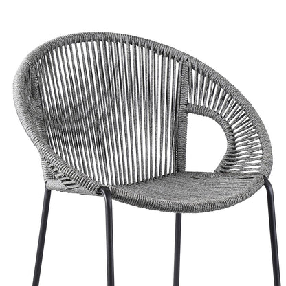 40" Light Gray Metal Low back Outdoor Counter Height Bar chair with Footrest HomeRoots