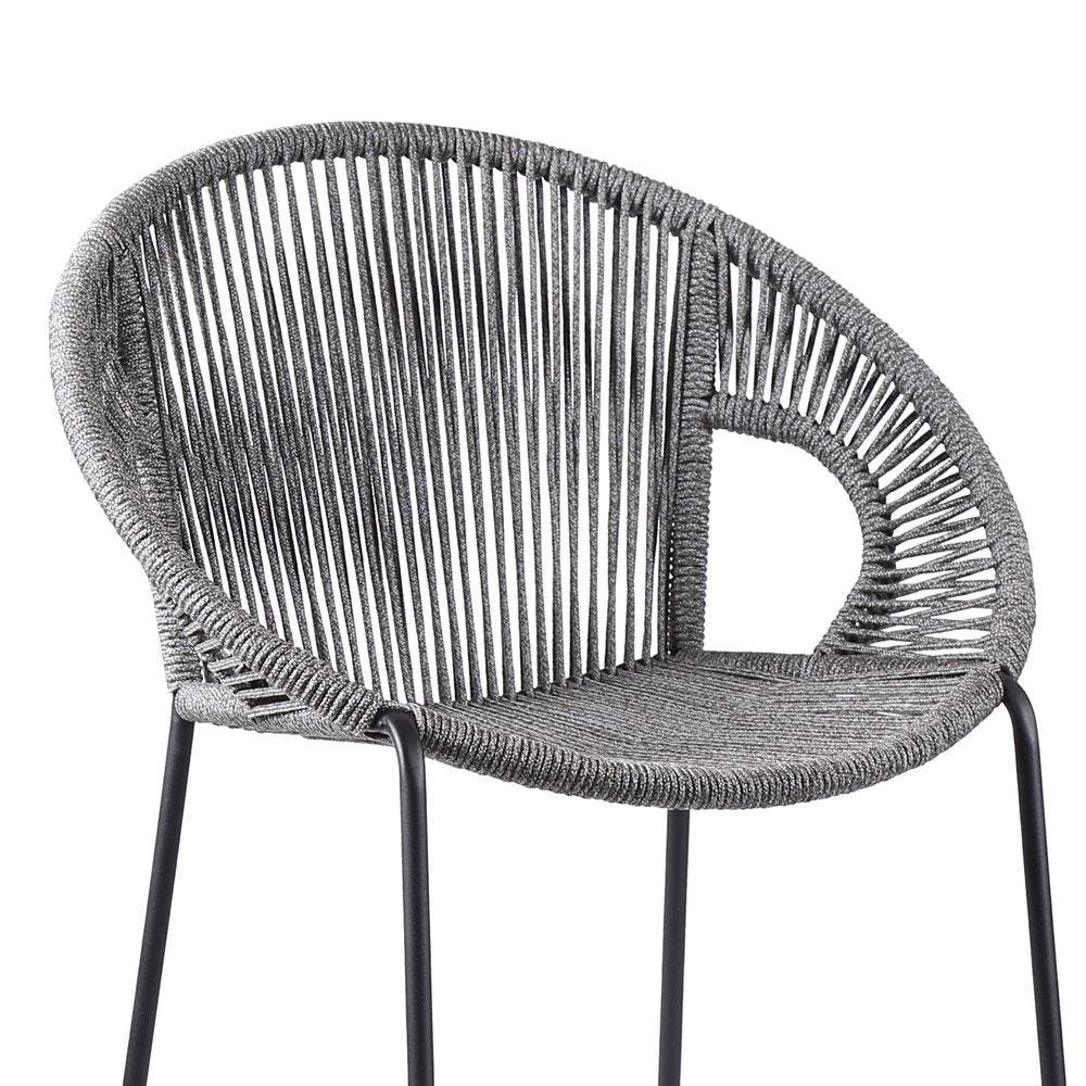 40" Light Gray Metal Low back Outdoor Counter Height Bar chair with Footrest HomeRoots