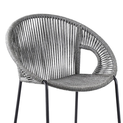 40" Light Gray Metal Low back Outdoor Counter Height Bar chair with Footrest HomeRoots