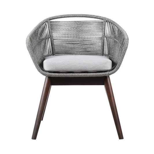 27" Gray Solid Wood Outdoor Dining Chair with Gray Cushion HomeRoots