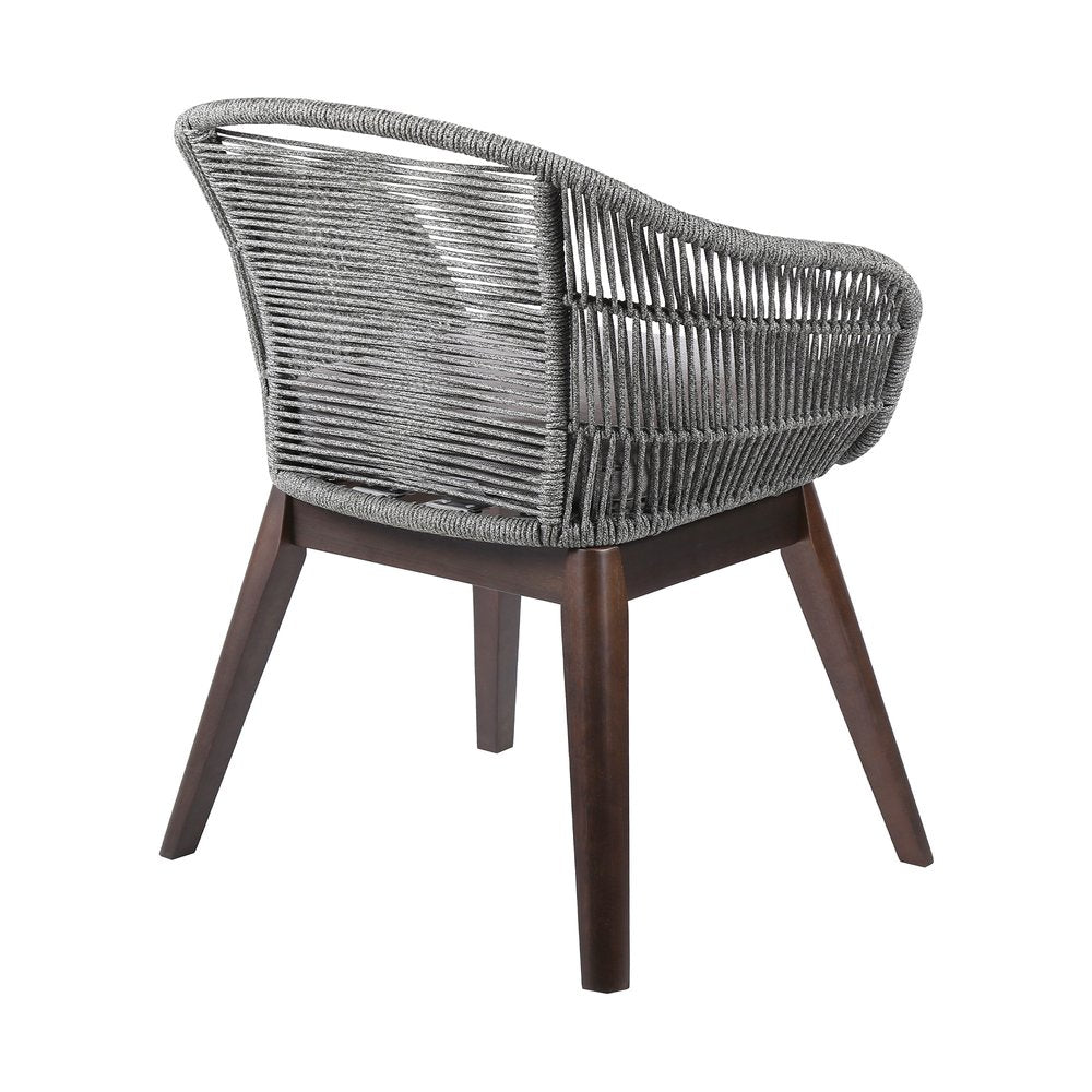 27" Gray Solid Wood Outdoor Dining Chair with Gray Cushion — view 3