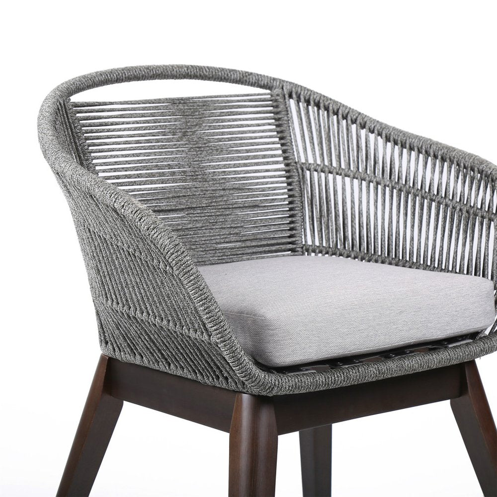 27" Gray Solid Wood Outdoor Dining Chair with Gray Cushion — view 4