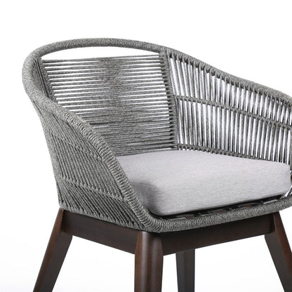 27" Gray Solid Wood Outdoor Dining Chair with Gray Cushion HomeRoots