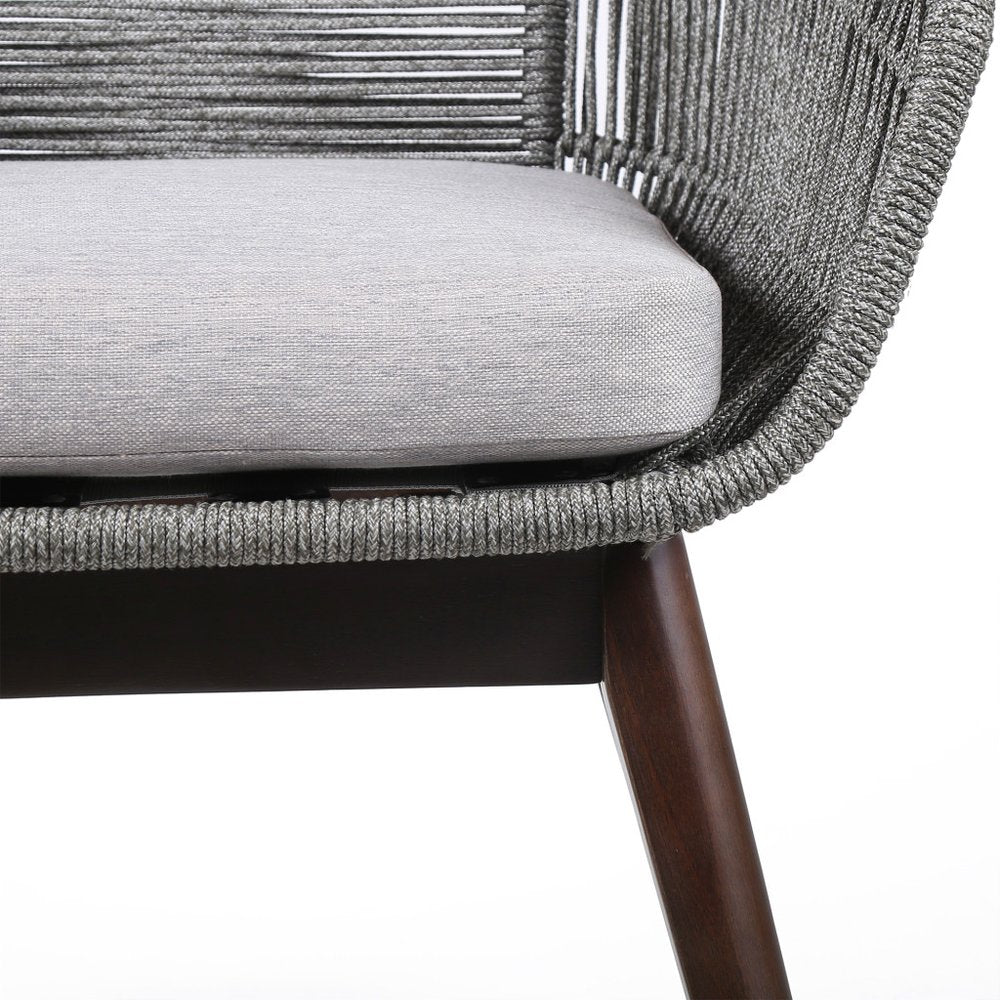 27" Gray Solid Wood Outdoor Dining Chair with Gray Cushion — view 5