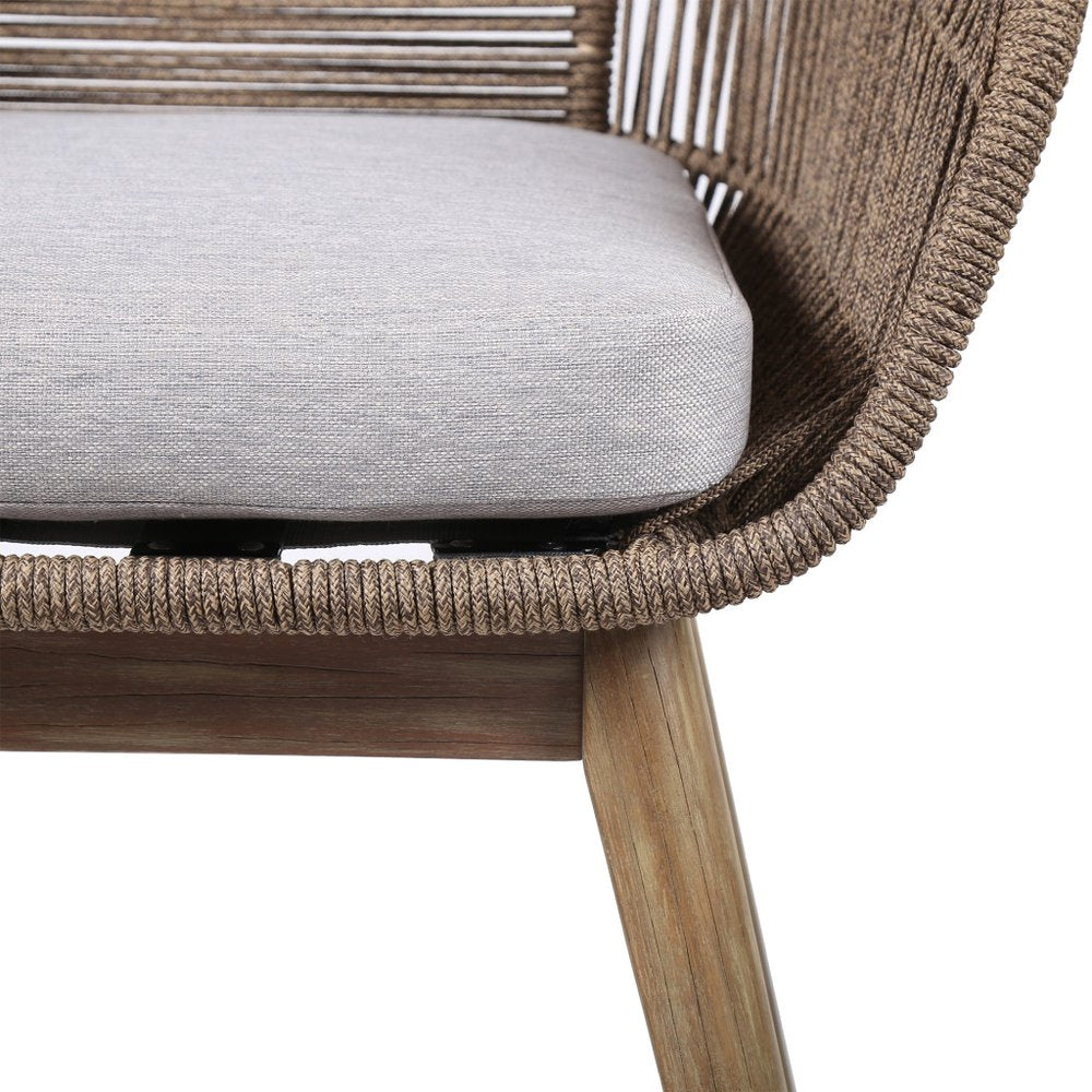 27" Gray and Natural Wood Solid Wood Outdoor Dining Chair with Gray Cushion HomeRoots