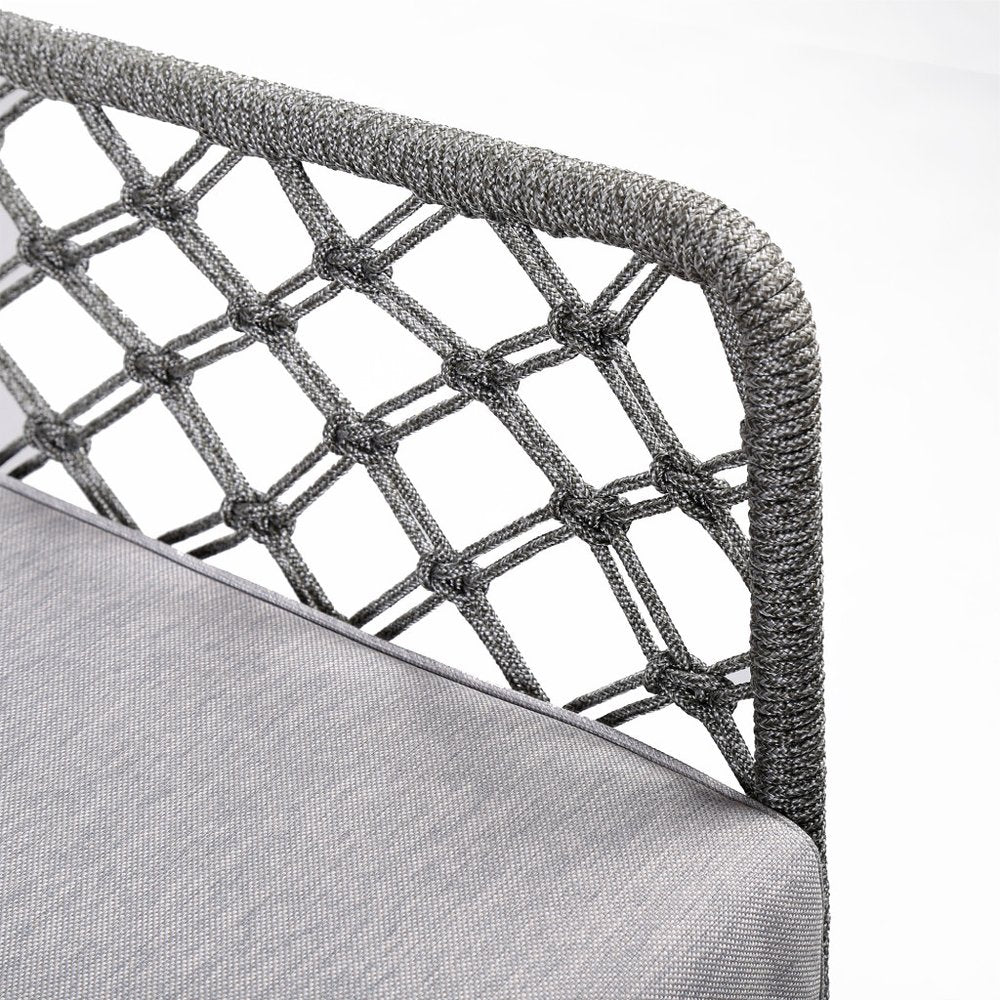 26" Gray and Black Steel Indoor Outdoor Dining Chair with Gray Cushion HomeRoots
