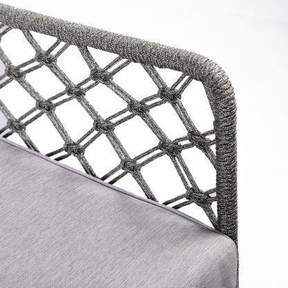 26" Gray and Black Steel Indoor Outdoor Dining Chair with Gray Cushion HomeRoots
