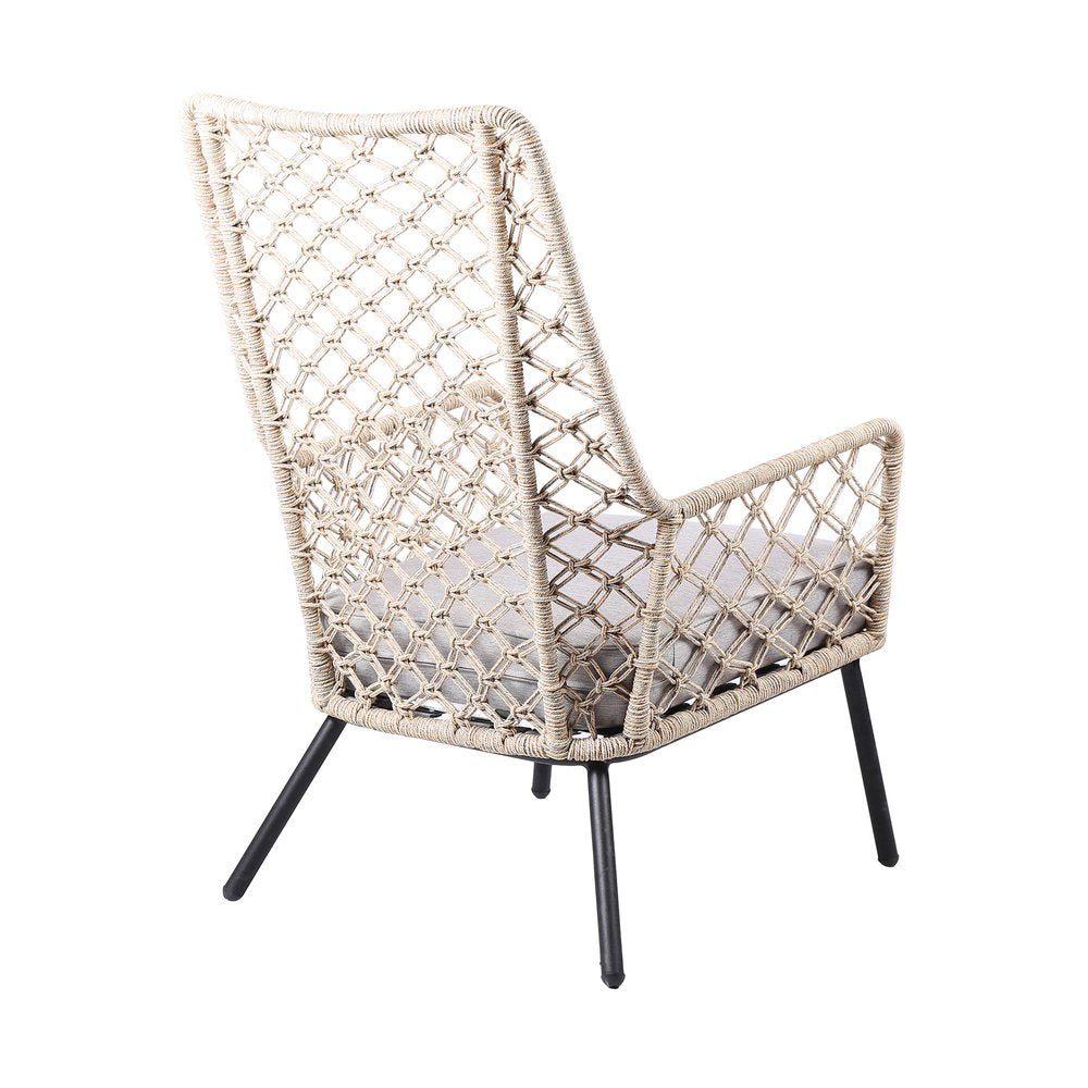 26" Gray Metal Outdoor Dining Chair with Gray Cushion HomeRoots