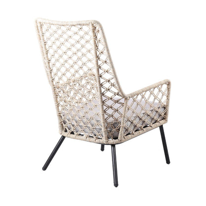 26" Gray Metal Outdoor Dining Chair with Gray Cushion HomeRoots