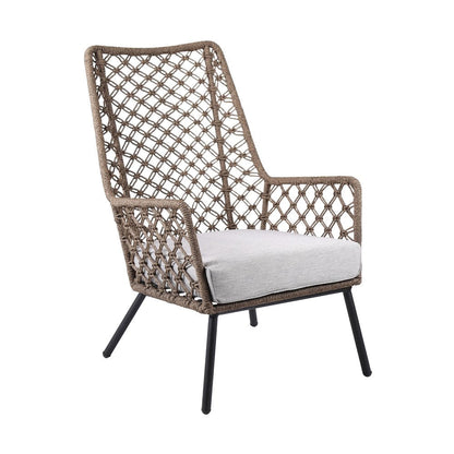 26" Gray Metal Outdoor Arm Chair with Gray Cushion HomeRoots