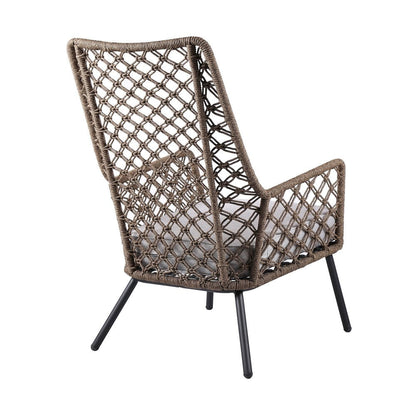 26" Gray Metal Outdoor Arm Chair with Gray Cushion HomeRoots