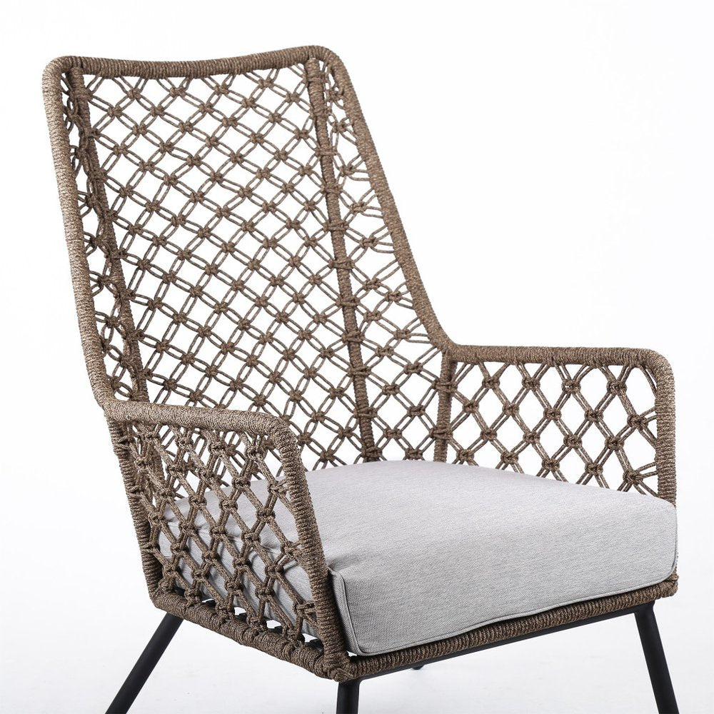 26" Gray Metal Outdoor Arm Chair with Gray Cushion HomeRoots