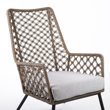 26" Gray Metal Outdoor Arm Chair with Gray Cushion HomeRoots