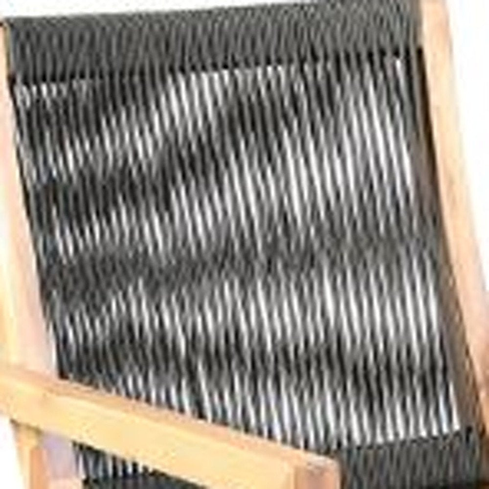 Set of Two 23" Charcoal and Natural Wood Solid Wood Outdoor Arm Chair HomeRoots