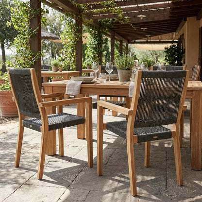 Set of Two 23" Charcoal and Natural Wood Solid Wood Outdoor Arm Chair HomeRoots