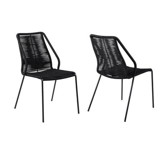 Set of Two 22" Black Metal Outdoor Dining Chair HomeRoots