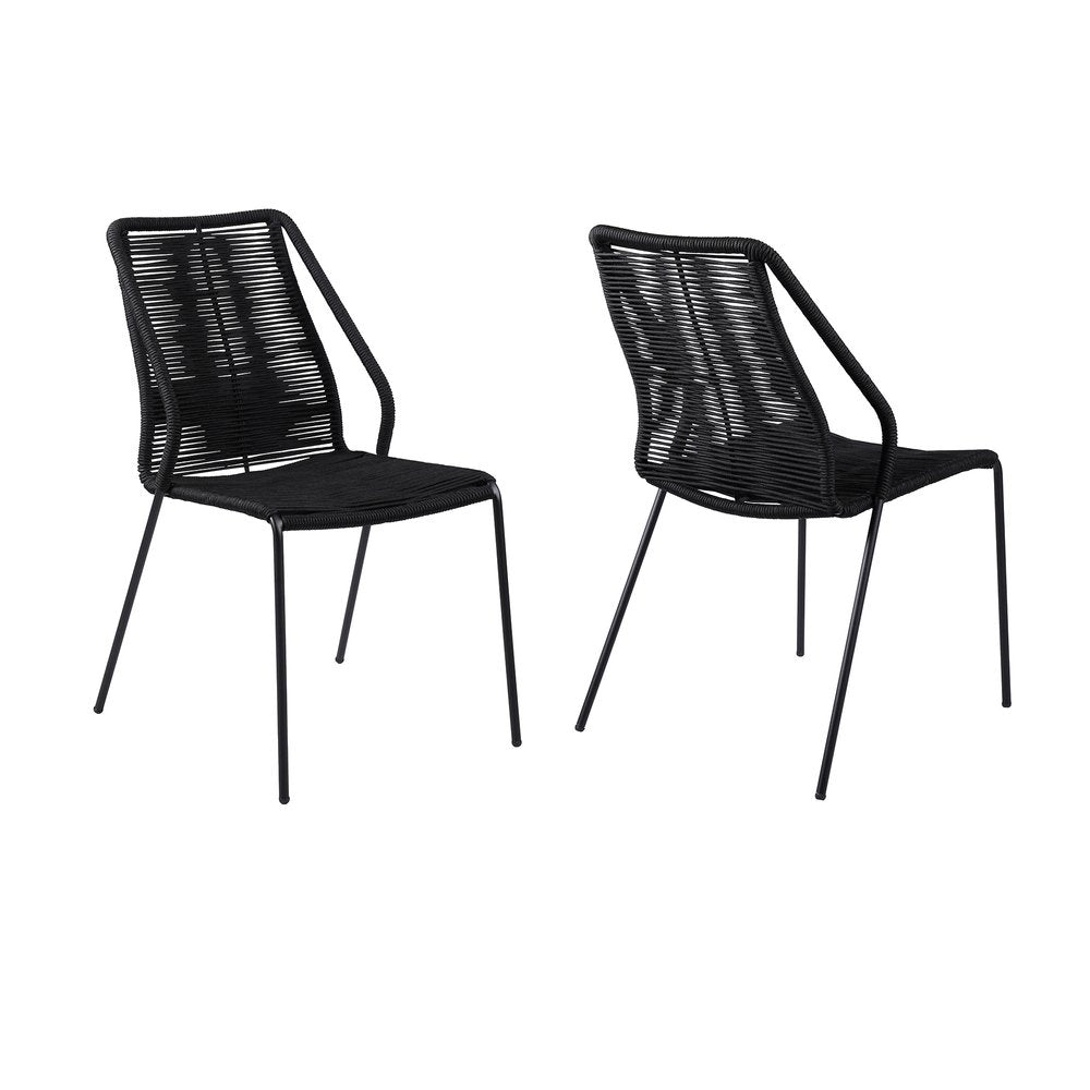 Set of Two 22" Black Metal Outdoor Dining Chair HomeRoots