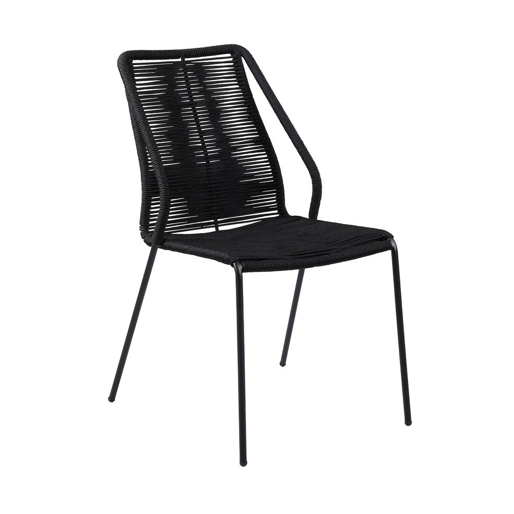 Set of Two 22" Black Metal Outdoor Dining Chair HomeRoots