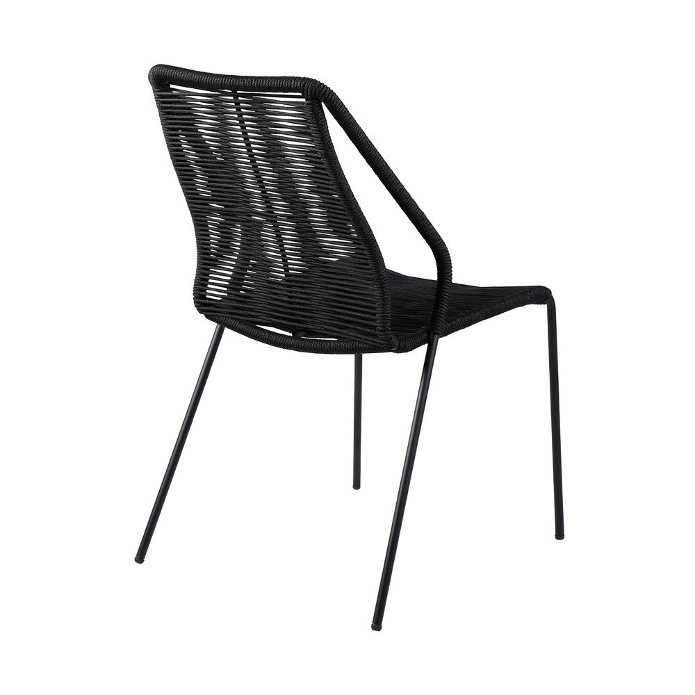 Set of Two 22" Black Metal Outdoor Dining Chair HomeRoots