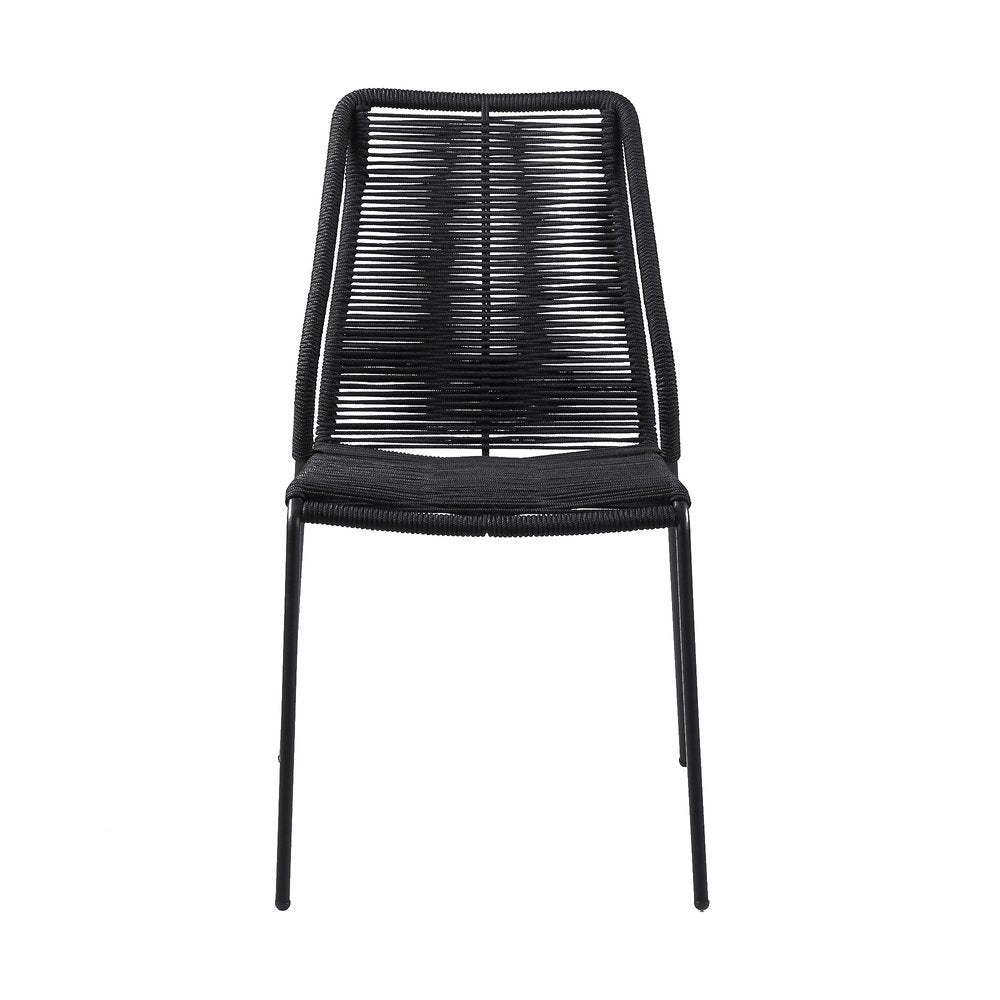Set of Two 22" Black Metal Outdoor Dining Chair HomeRoots
