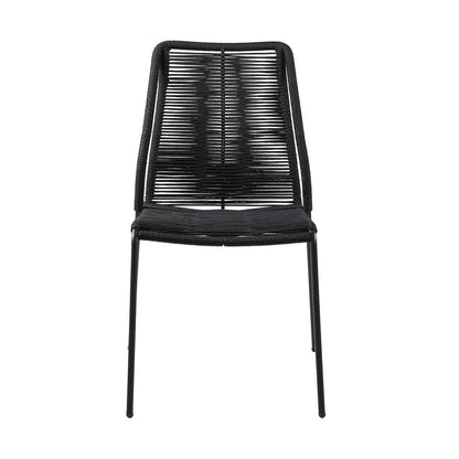 Set of Two 22" Black Metal Outdoor Dining Chair HomeRoots