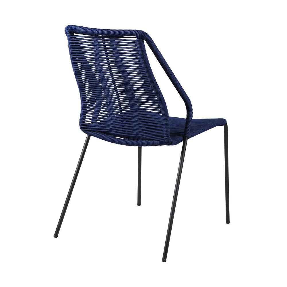 Set of Two 22" Blue Metal Outdoor Dining Chair HomeRoots