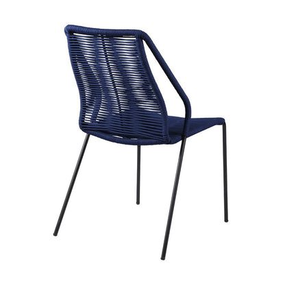 Set of Two 22" Blue Metal Outdoor Dining Chair HomeRoots